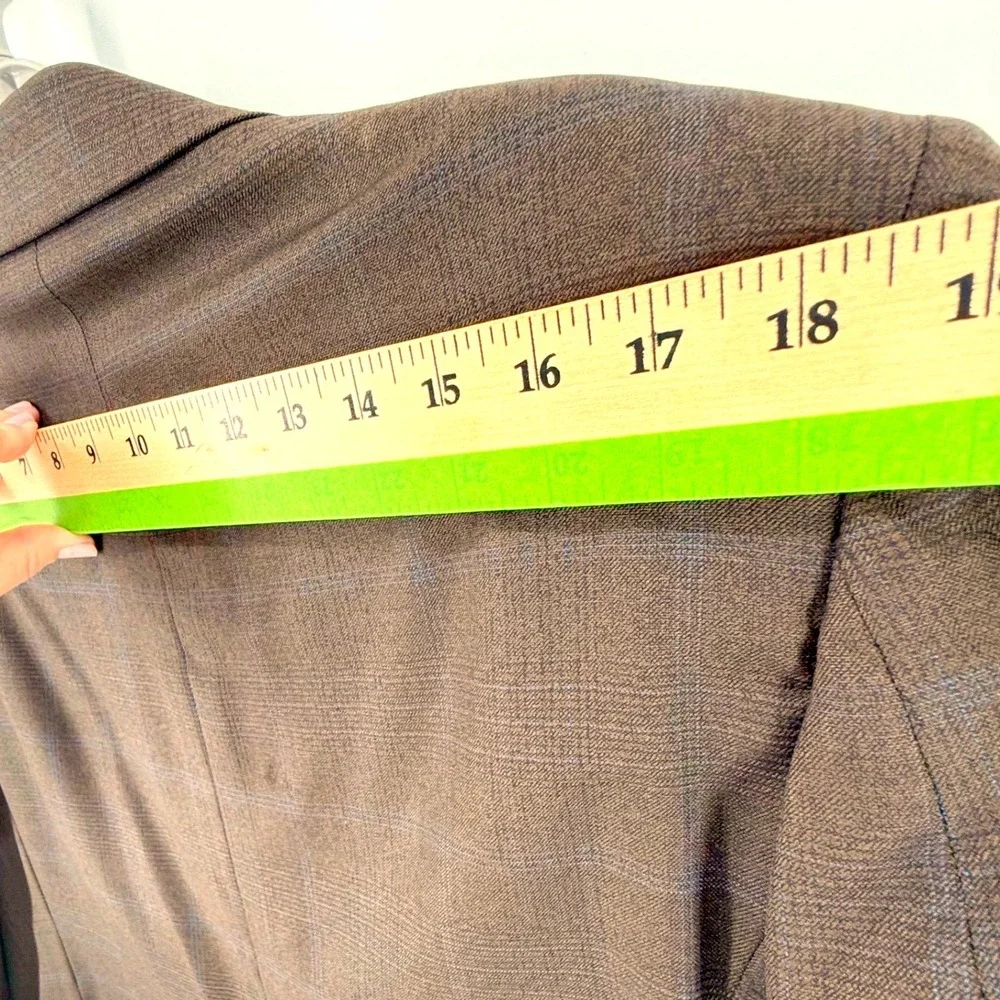 Vintage Towncraft Plus Mens Plaid Blazer 42R Brown Two Button Lined Jacket